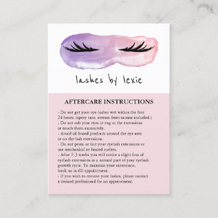 Purple & Pink Watercolor Lash Artist Aftercare Business Card