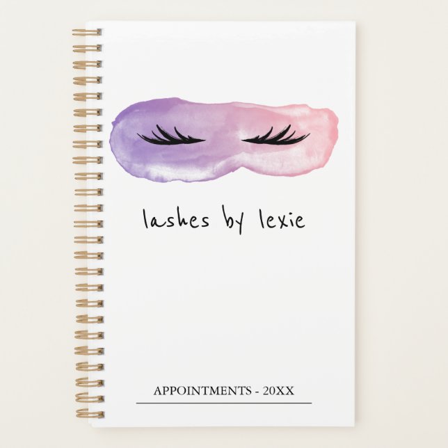 Purple & Pink Watercolor Lash Artist Appointment Planner (Front)