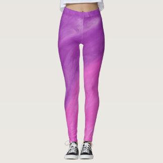 Purple & Pink Watercolor Wave Yoga Leggings
