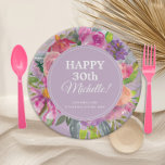 Purple Pink Watercolor Wildflower 30th Birthday Paper Plate<br><div class="desc">Purple and pink watercolor wildflowers 30th birthday party paper plates.  Text,  font,  font size and color are completely customizable,  so make these paper plates your own.  Take a look at our matching invitations and supplies.</div>