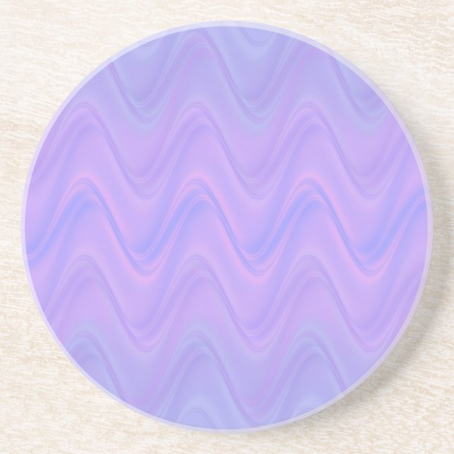 Purple Pink Wavy Lines Pattern Coaster (Front)