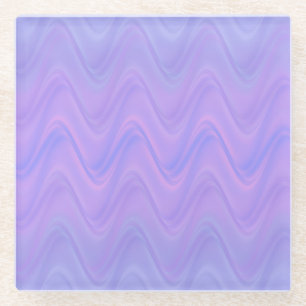 Purple Pink Wavy Lines Pattern Glass Coaster