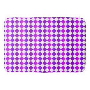 Purple Pink White Chequered Diamond Pattern Bath Mat