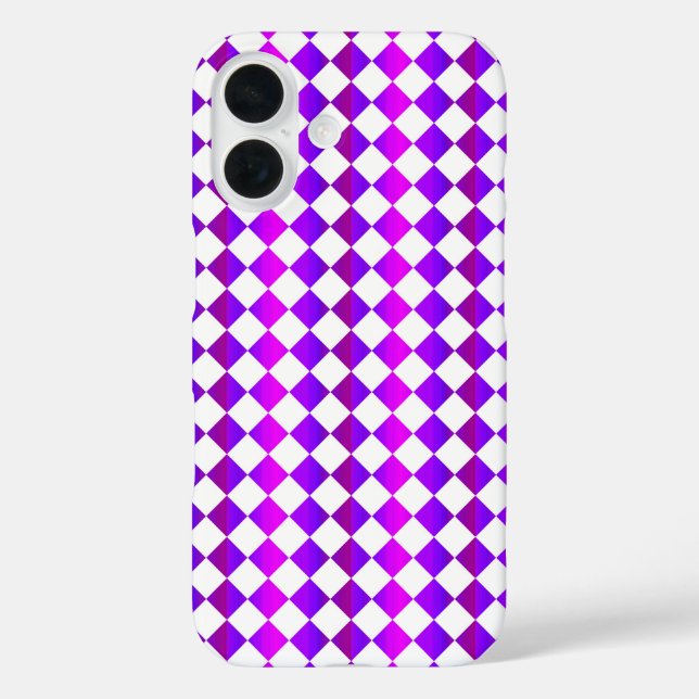 Purple Pink White Chequered Diamond Pattern Case-Mate iPhone Case (Back)