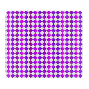 Purple Pink White Chequered Diamond Pattern Cutting Board