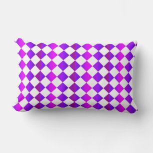 Purple Pink White Chequered Diamond Pattern Lumbar Pillow