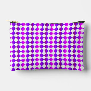 Purple Pink White Chequered Diamond Pattern Small Accessory Pouch