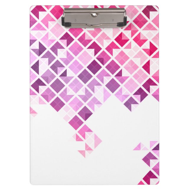 Purple, Pink & White Geometric Pattern Clipboard (Front)