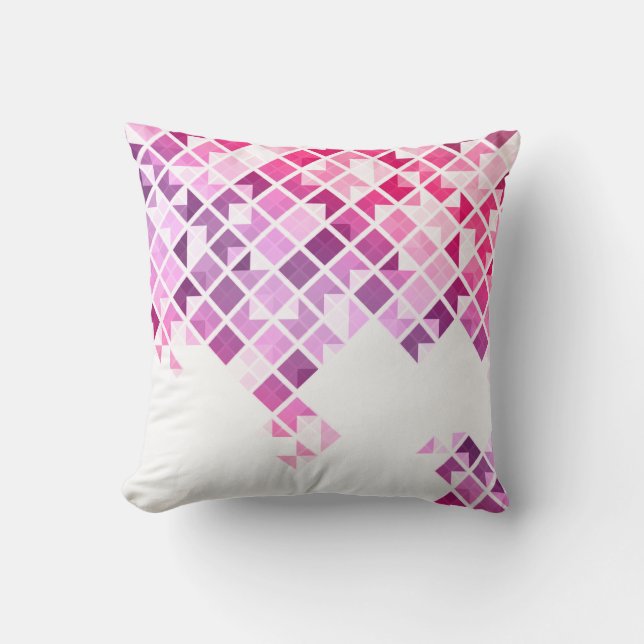 Purple, Pink & White Geometric Pattern Throw Pillow (Front)