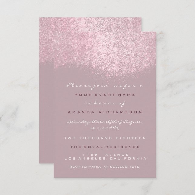 Purple Pink White Grey Glitter Formal Invitation (Front/Back)