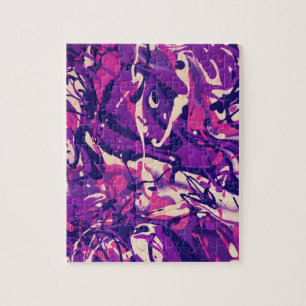 Purple, Pink & White Paint Swirl Pattern Jigsaw Puzzle