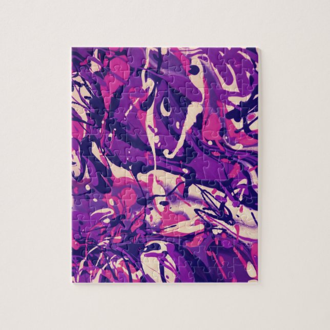 Purple, Pink & White Paint Swirl Pattern Jigsaw Puzzle (Vertical)