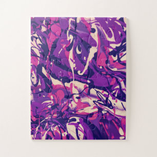 Purple, Pink & White Paint Swirl Pattern Jigsaw Puzzle