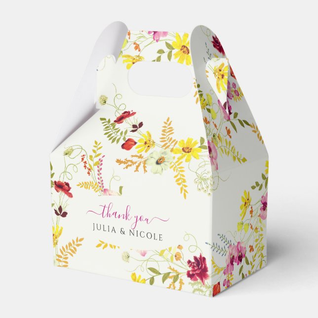 Purple Pink Wild Orchid Flowers Wreath Wedding Favor Box (Front Side)