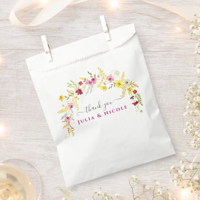 Purple Pink Wild Orchid Flowers Wreath Wedding Favour Bag (Clipped)