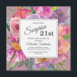 Purple Pink Wildflower 21st Square Birthday Party Magnetic Invitation<br><div class="desc">Colourful purple and pink watercolor wildflower 21st birthday party square magnetic invitation for women.  Contact us for help with customization or to request matching products.</div>