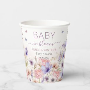 Purple Pink Wildflower Butterflies Baby in Bloom Paper Cups