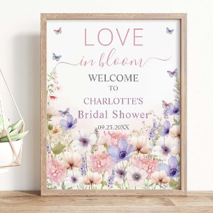 Purple Pink Wildflower Butterflies Love in Bloom Poster