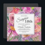 Purple Pink Wildflower Square 18th Birthday Party Magnetic Invitation<br><div class="desc">Colourful purple and pink watercolor wildflower 18th birthday party square magnetic invitation for women.  Contact us for help with customization or to request matching products.</div>