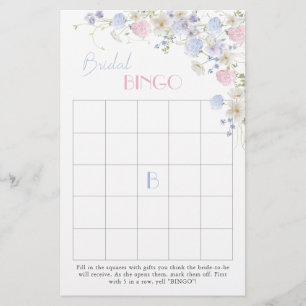 Purple Pink Wildflowers Bridal Shower Bingo Game