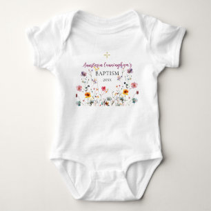 Purple Pink Wildflowers Orthodox Christian Baptism Baby Bodysuit