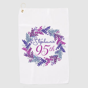Purple Pink Wreath 95th Birthday Golf Towel