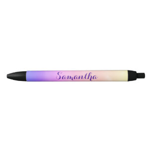 Purple, Pink & Yellow Clouds Custom Name Kids Pen