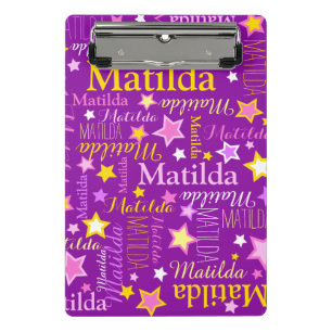 Purple pink yellow girls name stars pattern  mini clipboard