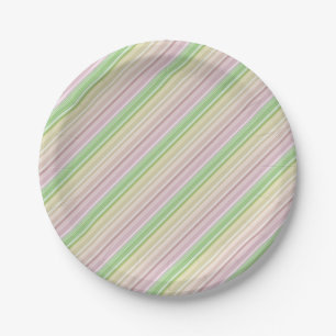 Purple Pink Yellow Green Stripes Paper Plate