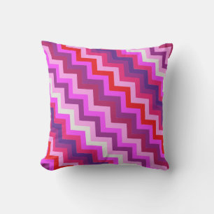 Purple pink zigzag chevron patterned pillow