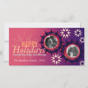 Purple Pinks Holiday New Year Photo Greeting Card