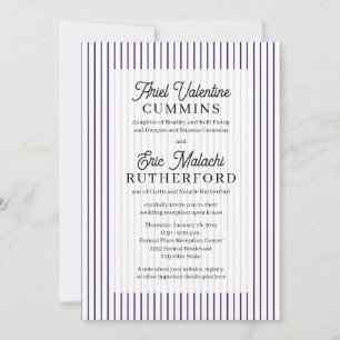 Purple Pinstripe Rustic Bride's Parents Remarried Invitation