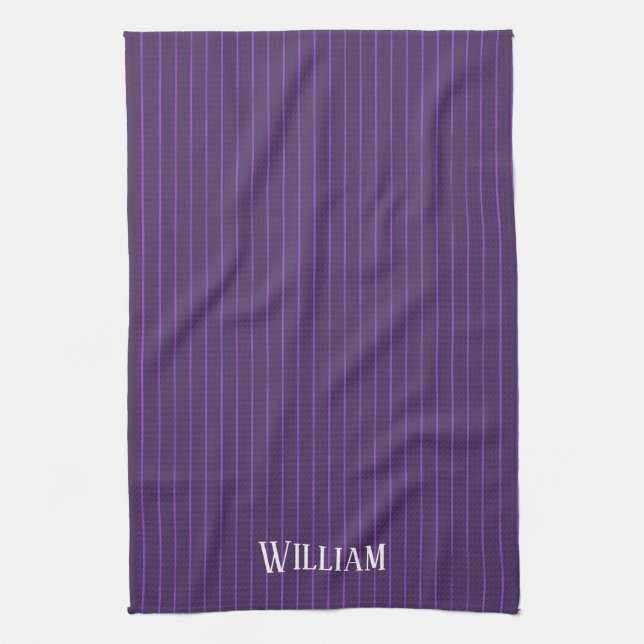 Purple pinstripes kitchen towel (Vertical)