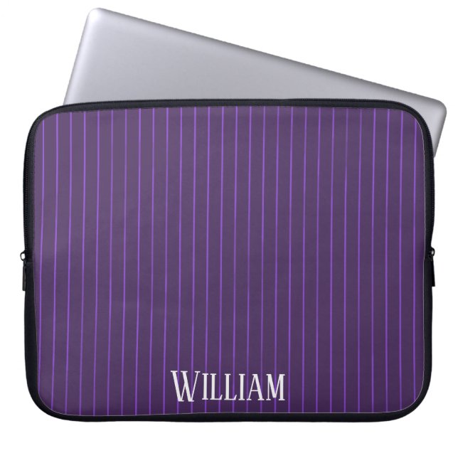 Purple pinstripes laptop sleeve (Front)