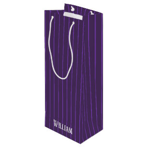 Purple pinstripes wine gift bag