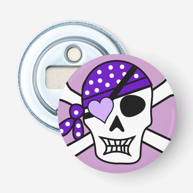 Purple Pirate Crossbones Bottle Opener (Front)
