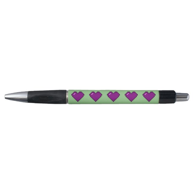 Purple Pixel Heart Pattern Pen (Front)