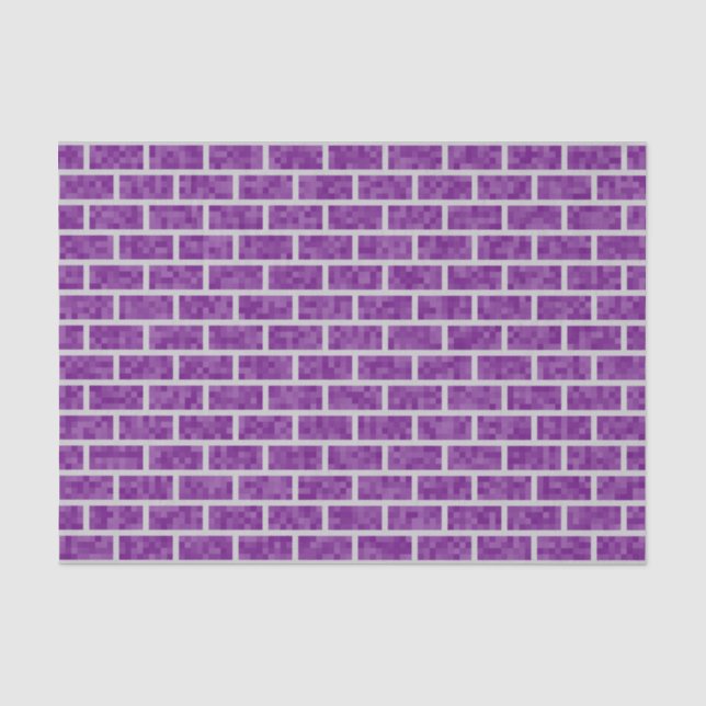 Purple Pixelated Look Bricks Pattern Tissue Paper (Front)