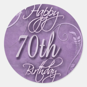 Purple pizazz for 70th birthday classic round sticker
