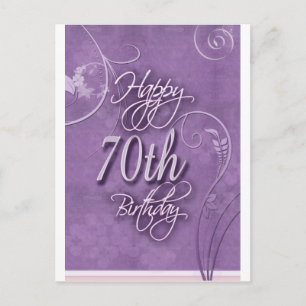 Purple pizazz for 70th birthday postcard
