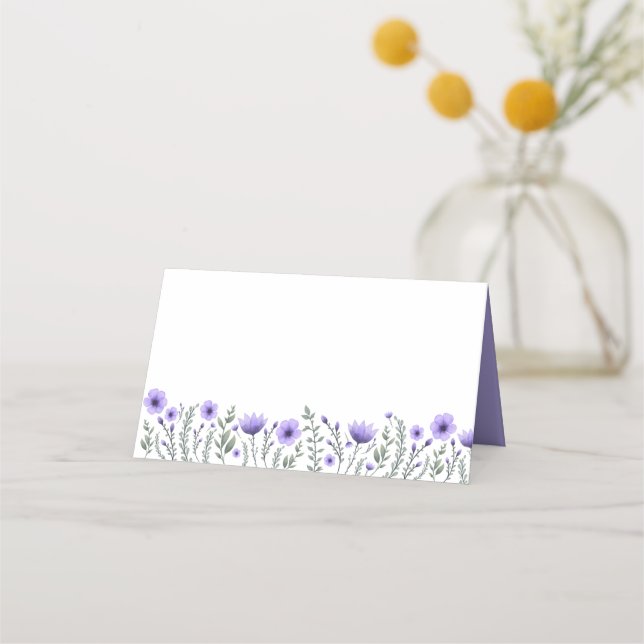 Purple Place Card Flower  Wedding  Thank You (Front)