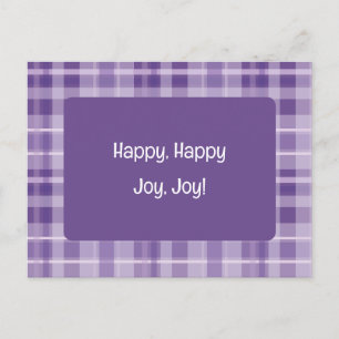 Purple Plaid Greeting Postcard