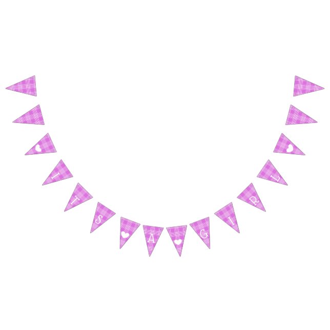 Purple Plaid Its a Girl Baby Shower Bunting Bunting Flags (All)