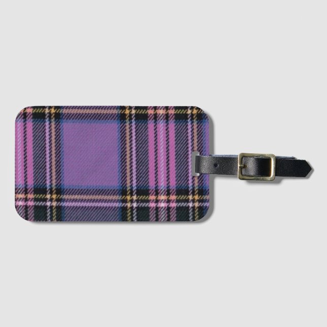 Purple Plaid Luggage Tag (Front Horizontal)