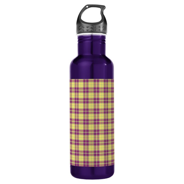 Purple Plaid Pattern Customizable 710 Ml Water Bottle (Front)