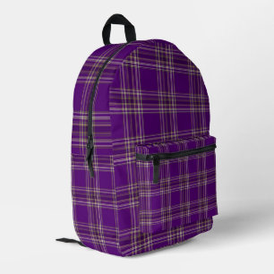 Purple Plaid Printed Backpack