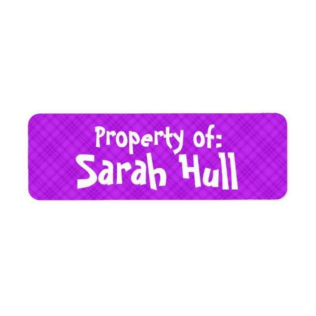 Purple Plaid "Property of:" Label (Front)