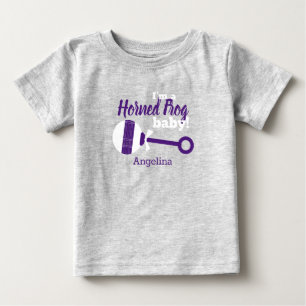 Purple Plaid Rattle Horned Frog Baby T-Shirt
