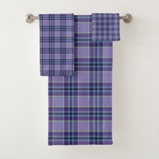 Purple Plaid Tartan 1 in shades of Lavender & Blue Bath Towel Set