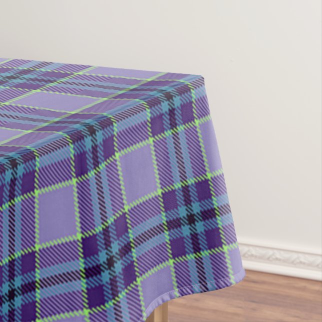 Purple Plaid Tartan 1 in shades of Lavender & Blue Tablecloth (In Situ)
